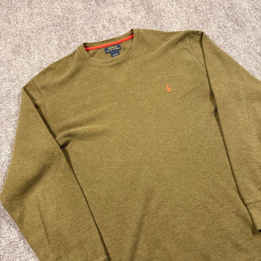 polo ralph lauren waffle knit long sleeve green thermal